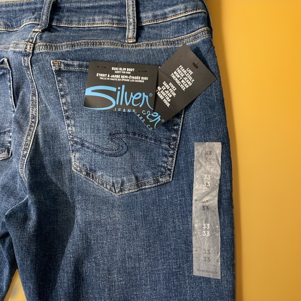 Silver Jeans Co. Suki Slim Boot Mid Rise Jeans Curvy Fit Women's Size 33/33